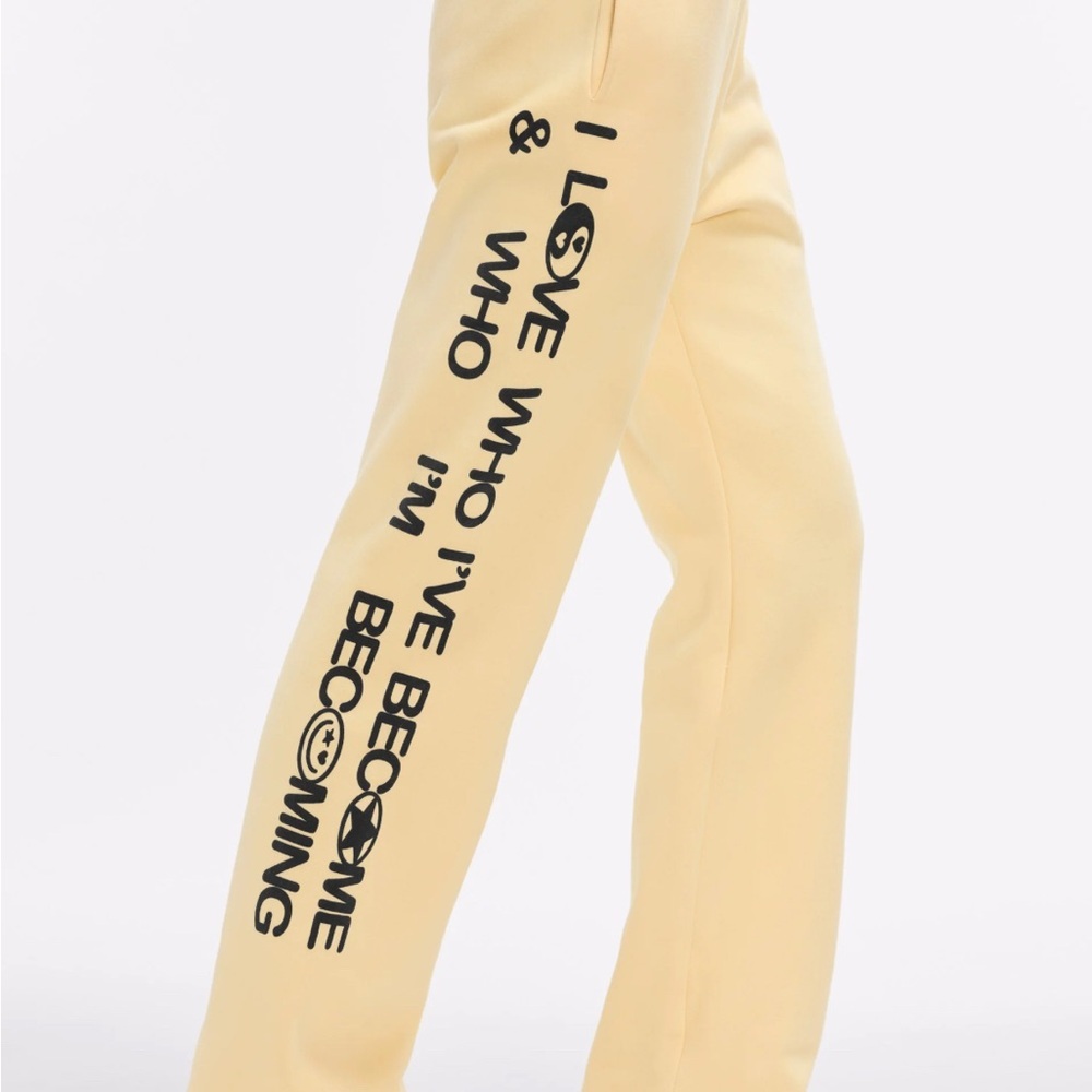 The Mayfair Group I Love Who I’ve Become Wide Leg Butter Yellow Sweatpants